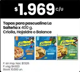 Changomas La salteña tapas para pascualina criolla, hojaldre o balance oferta