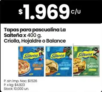 La salteña tapas para pascualina criolla, hojaldre o balance