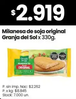 Changomas Granja del sol milanesa de soja original oferta