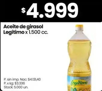 Changomas Legítimo aceite de girasol oferta