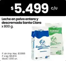 Changomas Santa clara leche en polvo entera y descremada oferta