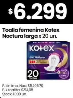 Changomas Kotex toalla femenina noctura larga oferta