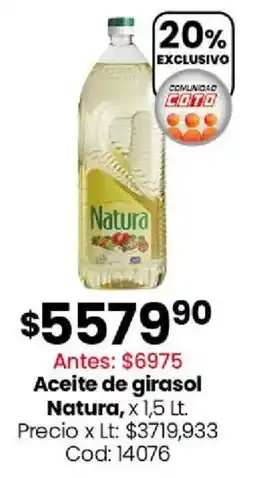 Coto Natura Aceite de girasol oferta