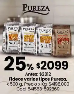 Coto Pureza fideos varios tipos oferta