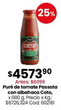 Coto Coto puré de tomate passata con albahaca oferta