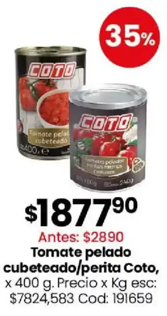 Coto Coto tomate pelado cubeteado/perita oferta