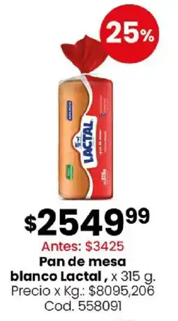 Coto Lactal pan de mesa blanco oferta