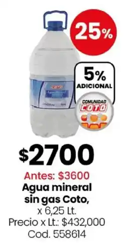 Coto Coto agua mineral sin gas oferta