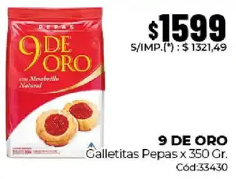 Diarco 9 de oro galletitas pepas oferta
