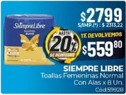 Diarco Siempre libre toallas femeninas normal con alas oferta