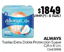 Diarco Always toallas extra doble proteccion suave oferta