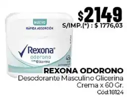 Diarco Rexona odorono desodorante masculino glicerina crema oferta