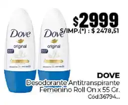 Diarco Dove desodorante antitranspirante femenino roll on oferta