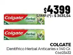 Diarco Colgate dentifrico herbal anticaries oferta