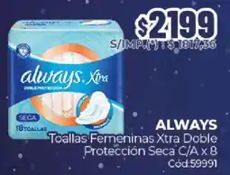 Diarco Always toallas femeninas xtra doble protección seca oferta