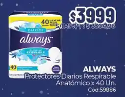 Diarco Always protectores diarios respirable anatómico oferta