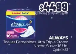 Diarco Always toallas femeninas xtra triple protec noche suave oferta