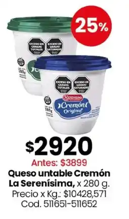 Coto La serenísima queso untable cremón oferta
