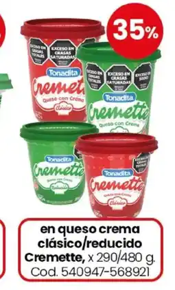 Coto Cremette en queso crema clásico/reducido oferta