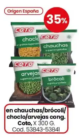 Coto Coto en chauchas/brócoli/ choclo/arvejas cong. oferta