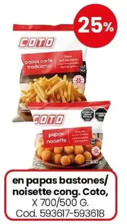 Coto Coto en papas bastones/ noisette cong. oferta