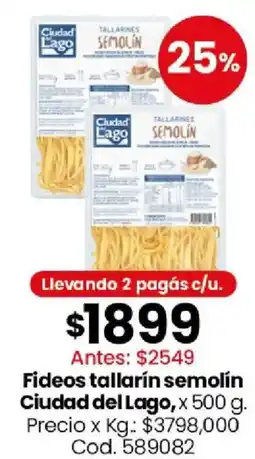 Coto Ciudad del lago fideos tallarín semolín oferta