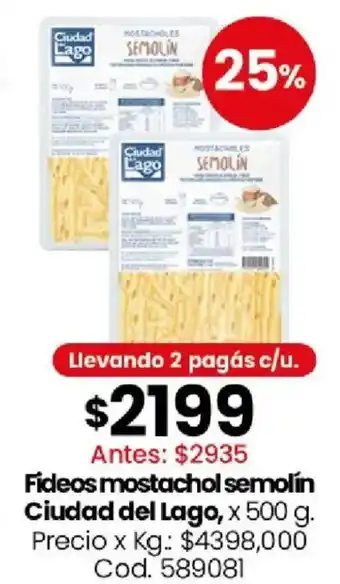 Coto Ciudad del lago fideos mostachol semolín oferta