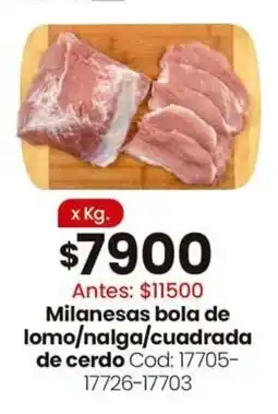 Coto Milanesas bola de lomo/nalga/cuadrada de cerdo oferta