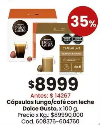 Dolce gusto cápsulas lungo/café con leche