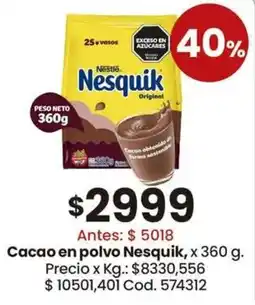 Coto Nesquik cacao en polvo oferta