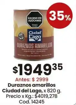 Coto Ciudad del lago duraznos amarillos oferta