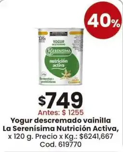 Coto La serenísima nutrición activa yogur descremado vainilla oferta