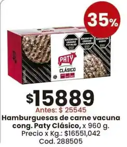 Coto Paty clásico hamburguesas de carne vacuna cong. oferta