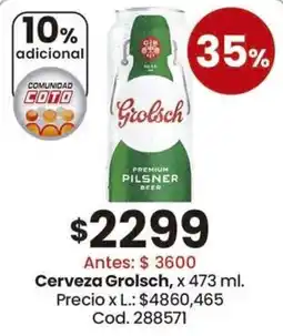 Coto Grolsch cerveza oferta