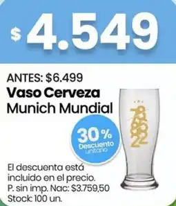 Changomas Munich mundial vaso cerveza oferta
