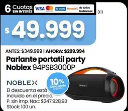 Changomas Noblex parlante portatil party 94PSB3000P oferta