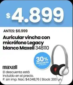 Changomas Maxell auricular vincha con micrófono legacy blanco maxell 348110 oferta