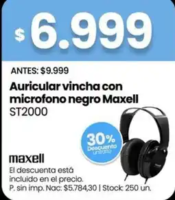 Changomas Maxell auricular vincha con microfono negro ST2000 oferta