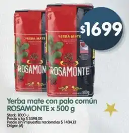 Supermercados Buenos Días Rosamonte yerba mate con palo común oferta