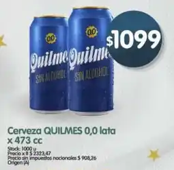 Supermercados Buenos Días Quilmes cerveza 0,0 lata oferta