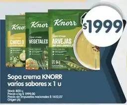 Supermercados Buenos Días Knorr sopa crema varios sabores oferta