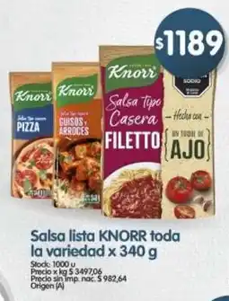 Supermercados Buenos Días Knorr salsa lista toda la variedad oferta