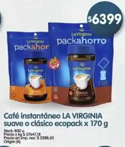 Supermercados Buenos Días La virginia café instantáneo suave o clásico ecopack oferta