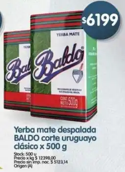 Supermercados Buenos Días Baldo yerba mate despalada corte uruguayo clásico oferta