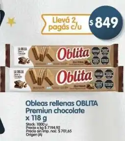 Supermercados Buenos Días Oblita obleas rellenas premiun chocolate oferta