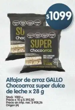 Supermercados Buenos Días Gallo alfajor de arroz chocoarroz super dulce de leche oferta