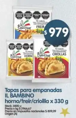 Supermercados Buenos Días Il bambino tapas para empanadas horno/freir/criollla oferta