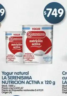 Supermercados Buenos Días La serenisima nutricion activa yogur natural oferta