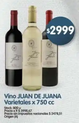 Supermercados Buenos Días Juan de juana vino varietales oferta