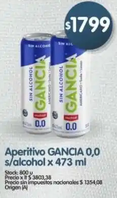 Supermercados Buenos Días Gancia 0,0 aperitivo s/alcohol oferta